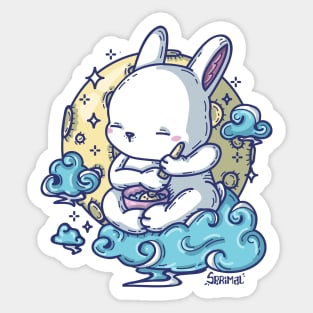 Kawaii Cute moon rabbit jade Sticker